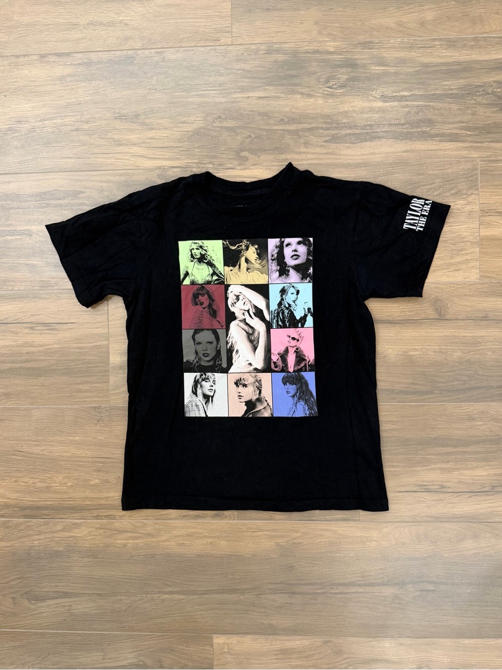 Taylor Swift Black Kids Graphic Tee with Multi-Color Pop Portraits